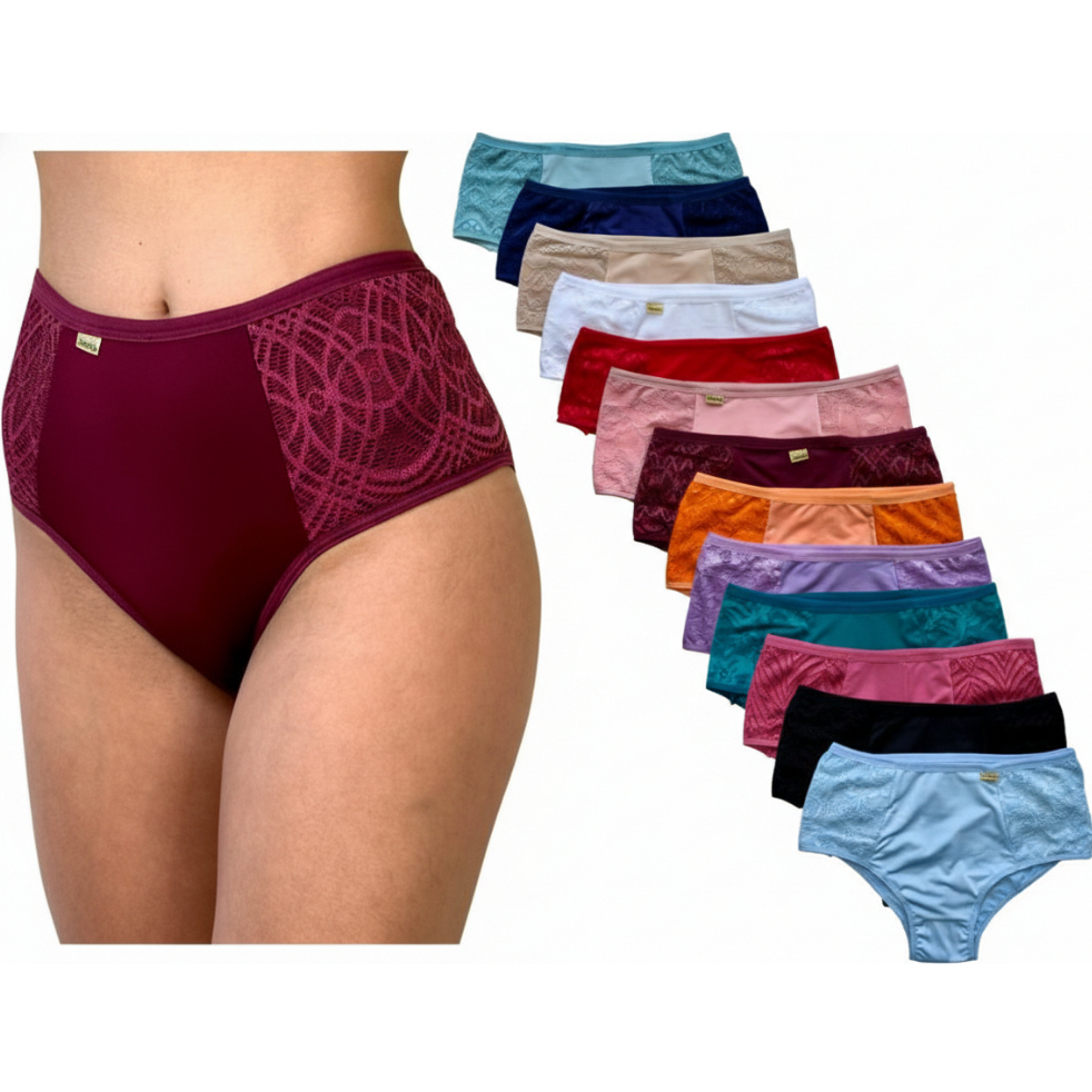 Kit com 5 Calcinhas Tanga Cintura Alta Femininas Renda Lateral Conforto Premium em Oferta na Shopee