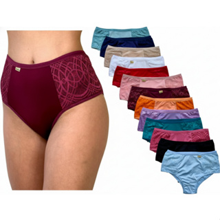 Kit com 5 Calcinhas Tanga Cintura Alta Femininas Renda Lateral Conforto Premium em Oferta na Shopee
