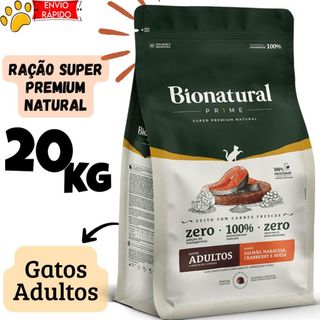 Ração Bionatural Prime Gatos Adultos 20kg Super Premium Natural Salmão Maracujá Cranberry e Aveia