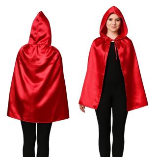 Capa Chapeuzinho Vermelho Curto Adulto Capa Longa Cetim Com Capuz Halloween 1,55 cm Vermelha, feminino para cos em Oferta na Shopee