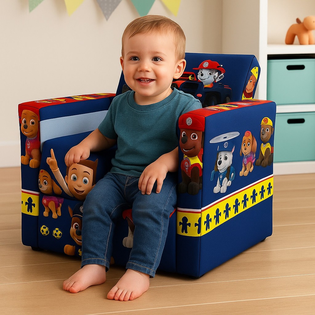 Poltrona Infantil Estampado com Encosto em MDF | Banco Infantil Resistente até 30kg | Confortável e Decorativo