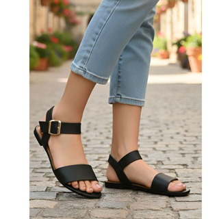 Sandália feminina Rasteira com fivela palmilha confortavel em Oferta na Shopee