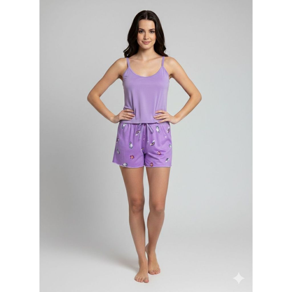 Baby Doll Estampado Fresquinho Alça Tecido Leve Maleável Moda Noite Pijama em Oferta na Shopee