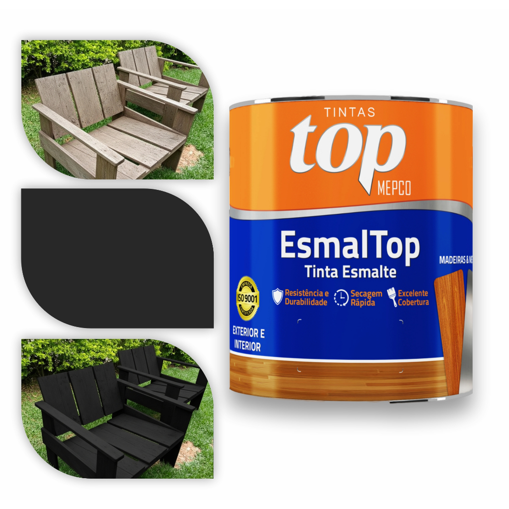 Acabamento Profissional - Esmalte Sintético Preto Brilhante MEPCO 900ml - Alta Cobertura em Oferta na Shopee