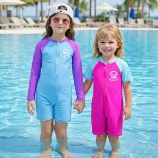 Macacão Infantil De Natação Importado,Praia ou Piscina Proteção UV 50+ Maiô Surf Menina e Menino Verão em Oferta na Shopee