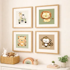 Kit 4 Quadro Decorativo Para Decoração Parede Quarto Infantil Bebê Recém Nascido Criança