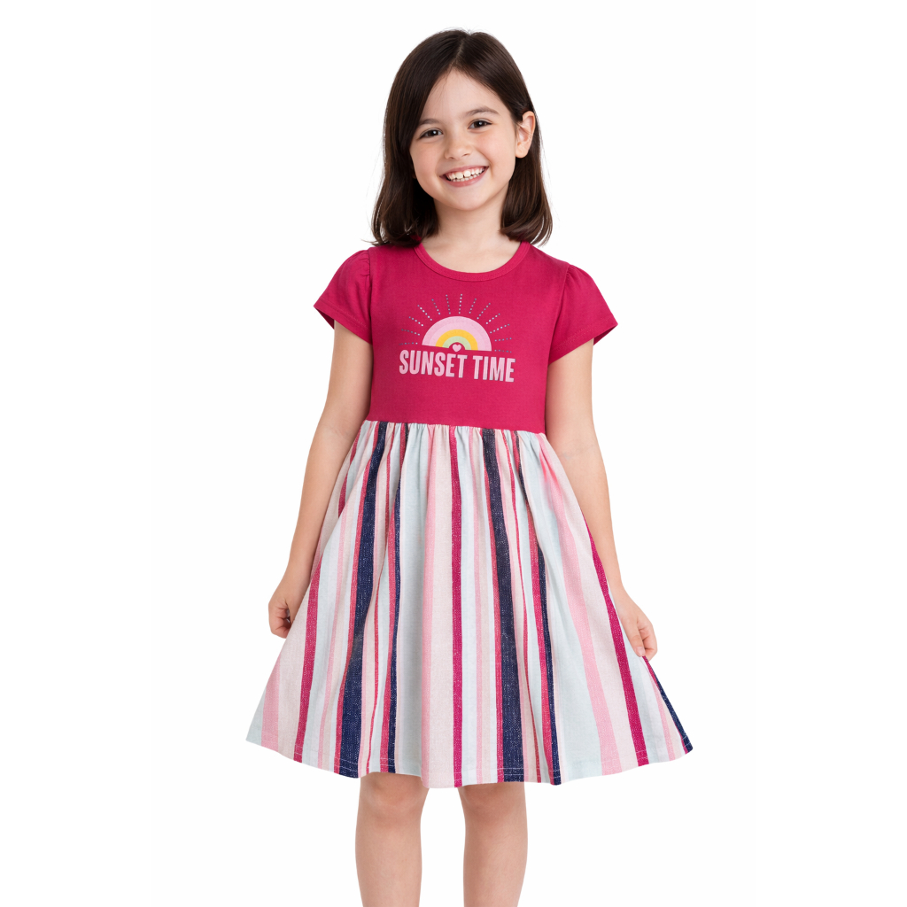 Vestido Infantil Estampado Colorido | Confortável e Estiloso