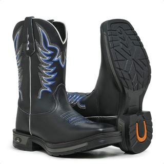 Texana Cavalgada Bota Masculina Country Botina Bico Quadrado Cano Medio Bordado Texano Rustico Txc