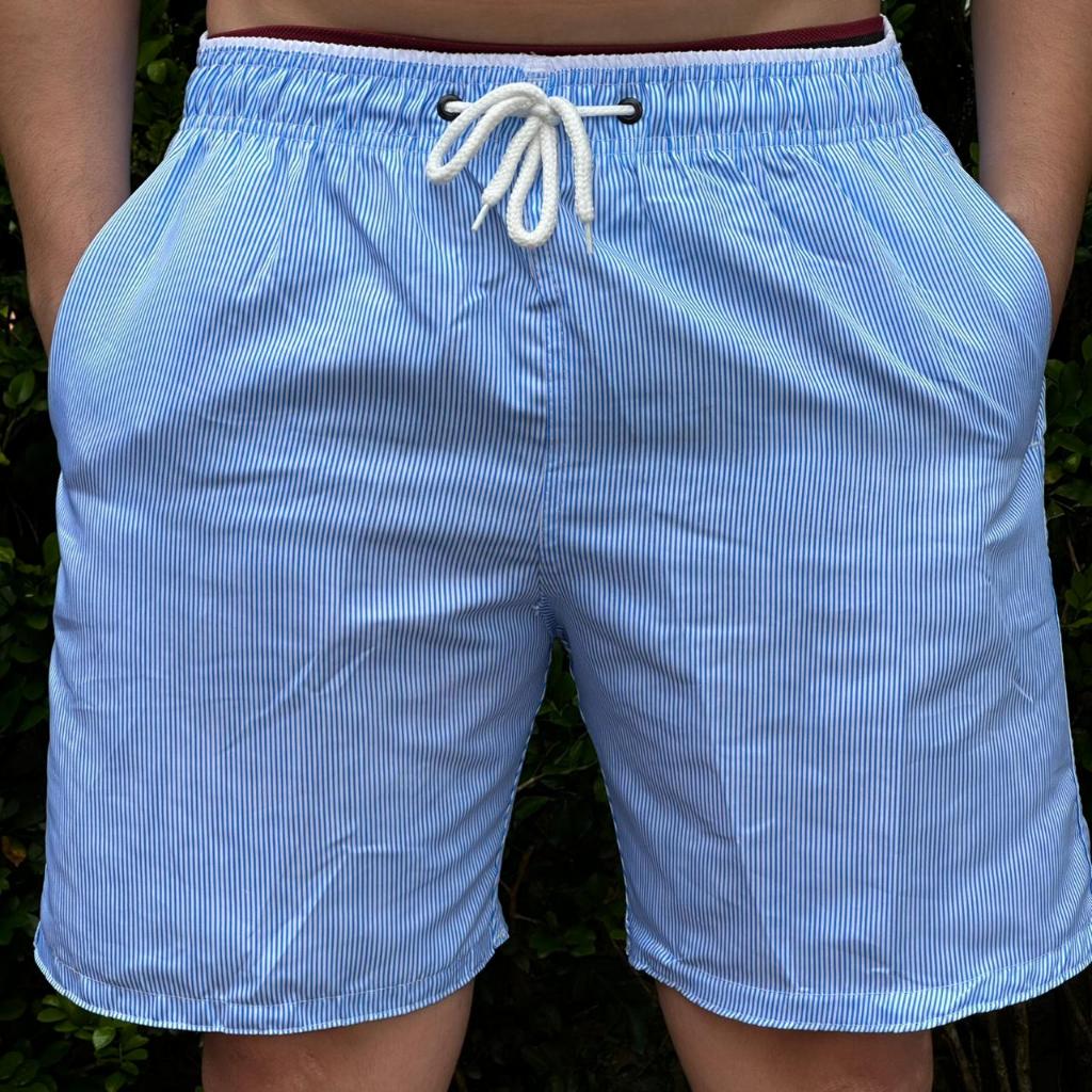 Bermuda Masculino Adulto Tactel Grosso Moda Praia Verão Short Calçao Masculino Estampa Risca de Giz em Oferta na Shopee