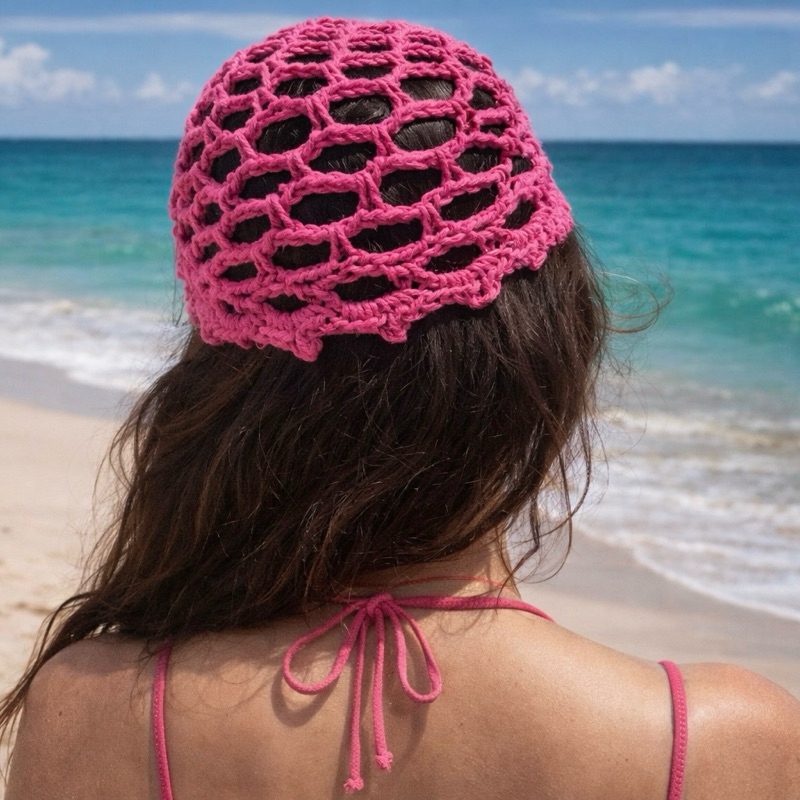 Headpiece de Crochê Artesanal Touca de Crochê Verão Look Praia
