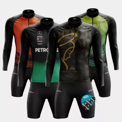 Conjunto Roupa Ciclismo Masculina Camisa Bicicleta Manga Longa e Bermuda Gel