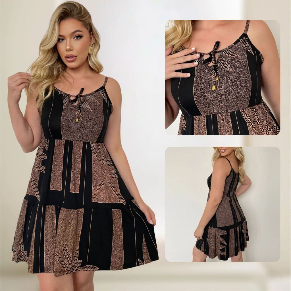 Vestido Feminino Estampado Curto Viscolycra Casual Malha Fria Confortável Verão Soltinho em Oferta na Shopee