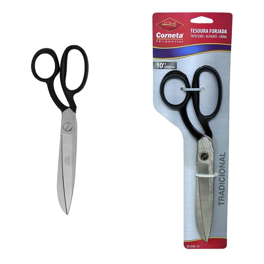 Tesoura Profissional 10” Corneta Costura Alfaiate Tapeceiro Crina Tosa em Oferta na Shopee