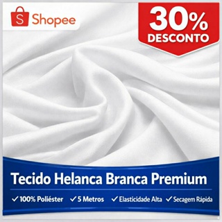Tecido Malha Helanca Branca 5 Metros x 1,80m Largura 100% Poliéster Premium em Oferta na Shopee