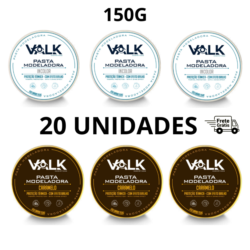 Kit 20 Pomada Modeladora Valk Varios Modelos 150g Revenda Barbearia Atacado Efeito Brilho