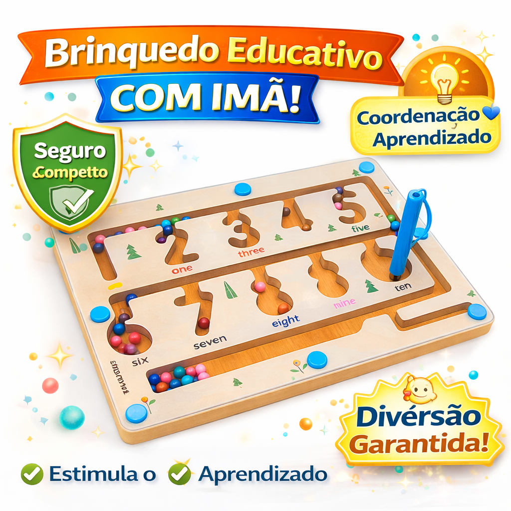 Labirinto Magnético Infantil Menino Menina Brinquedo Educativo Pedagógico Desenvolvimento Com Imã