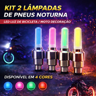 KIT 2 Lâmpada De Pneus Noturna LED Luz De Bicicleta Moto Decoração