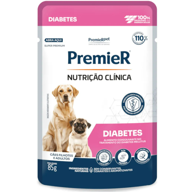 Ração úmida para cães adultos e filhotes Premier Nutrição Clínica diabetes 85g