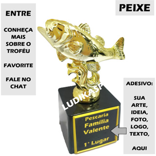 1 a 4 Troféu Peixe Ouro 13cm BL1 {Personalizo} Pescaria Pega Nada Anzol Molinete Desafio Noturno em Oferta na Shopee