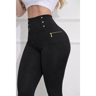 Calça Legging Feminina Cintura Alta Montaria Levanta Aumenta Bumbum com Ziper Strass