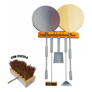 Kit Pás 36 para Pizza Forno a Lenha Kits para Limpeza e Manuseio Pá Inox Pá Madeira em Oferta na Shopee