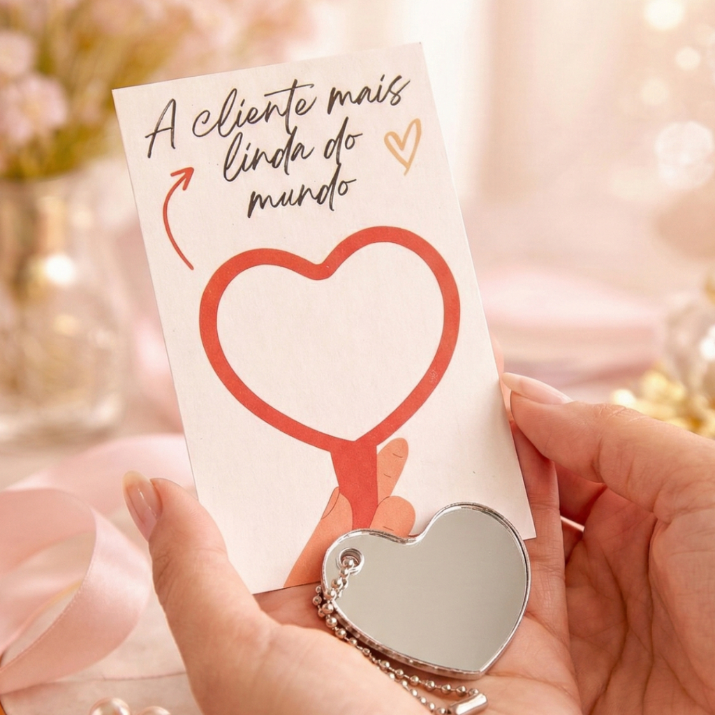 100UN Lembrancinha Mimo para Cliente Loja Personalizado Espelho Chaveiro em Oferta na Shopee