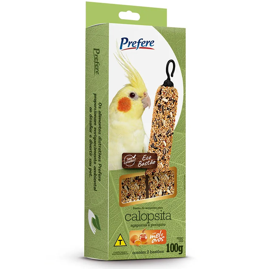 Ecobastão Prefere Sem Corantes 100g – Snack Natural para Calopsitas e Agapornis