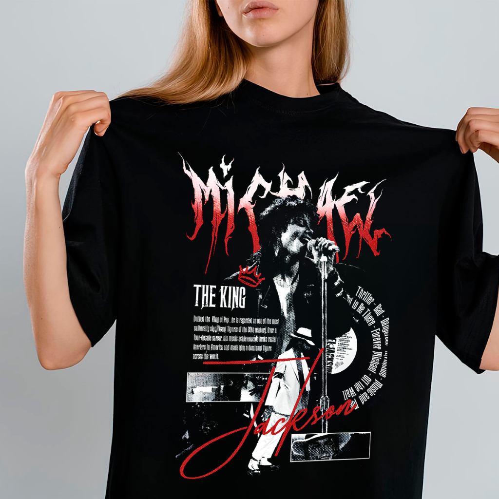 Camiseta Unissex Michael Jackson Rei do Pop Algodão Camisa Masculina Blusa Feminina em Oferta na Shopee