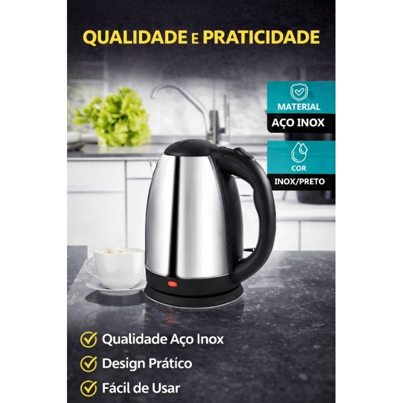 Chaleira Jarra Elétrica Ecos 1000W 1,8L Café e Chá Desligamento Automático 110V/ 220V...