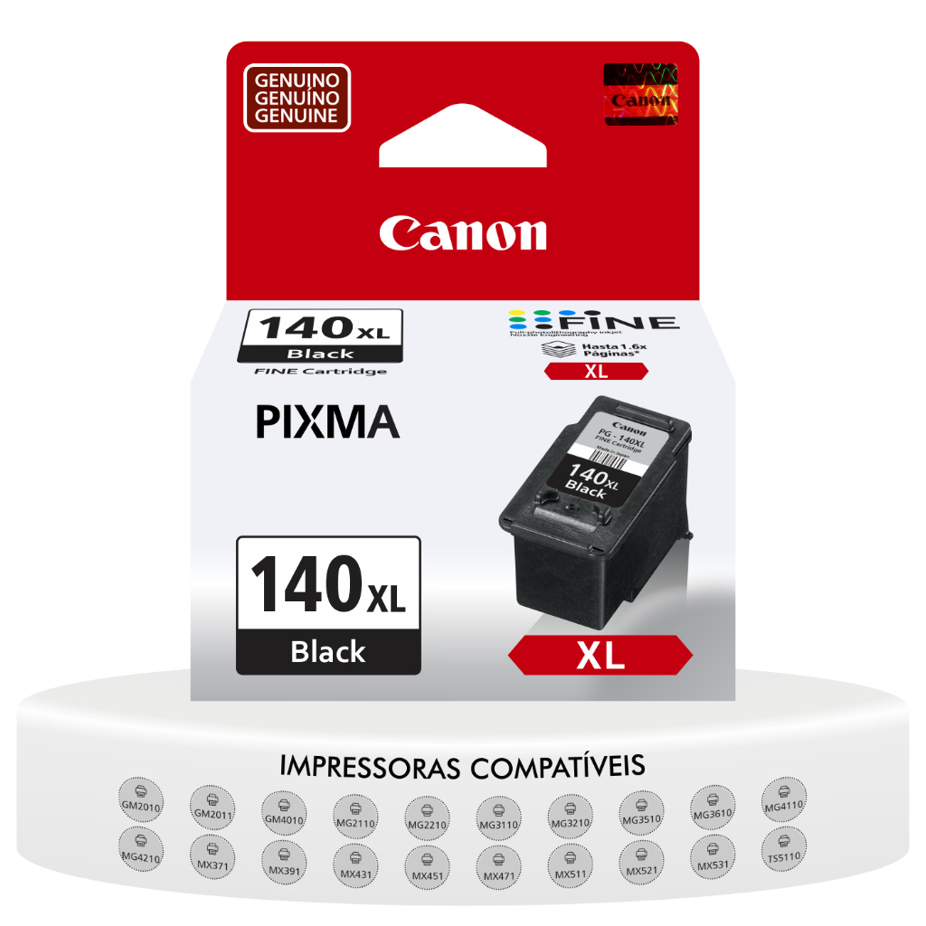 Cartucho de Tinta PG 140XL Preto Original Canon Compatível Impressoras MG2110 MG2210 MG3110 MG3210 em Oferta na Shopee