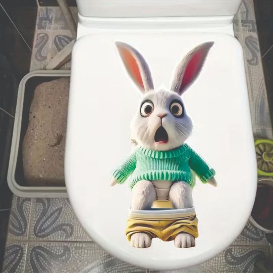banheiro, Adesivo para Tampa de Vaso Sanitário com Estampa de Coelho de Páscoa, Adesivo para Caixa Acoplada, Decoração