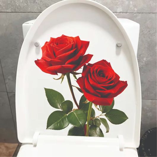 1 adesivo romântico de rosa vermelha para banheiro, adesivo decorativo para assento de vaso sanitário, adesivo de parede