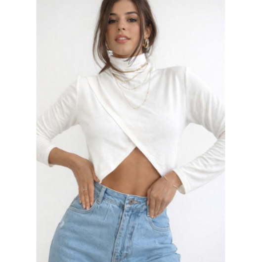 Blusa Teka Cropped Transpassado Moda Gringa Jovem Ggola Alta em Oferta na Shopee