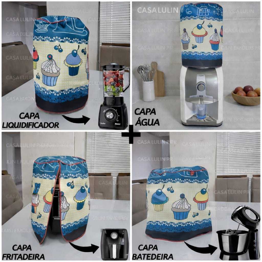 Conjunto Capas Eletrodomésticos 4 Peças Liquidificador Batedeira Fritadeira Água-  CASA E DECORAÇÃO