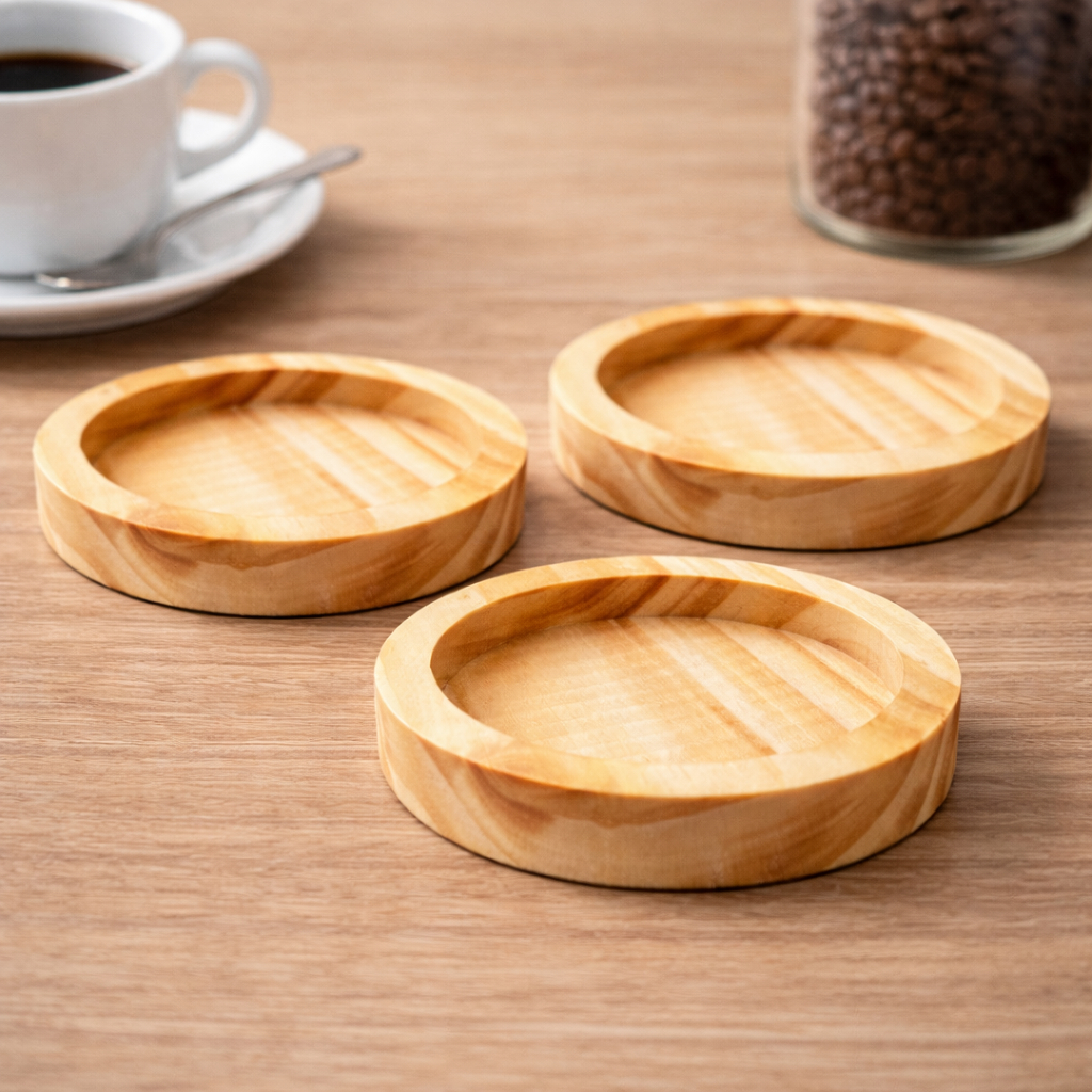 Kit Pires Porta Copo de Madeira Pinus Redondo Apoio para Xícara Café e Chá Mesa Posta em Oferta na Shopee