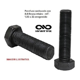 10 Parafuso sextavado aço 8.8 Rosca inteira - m7-1,00 x 35 enegrecido