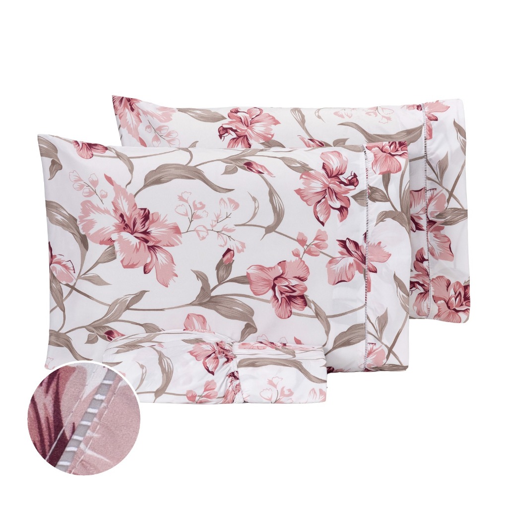 Jogo De Lençol Casal 3Peças Micropercal Algodão 180 Fios Ponto Palito Jogo de Cama Estampado