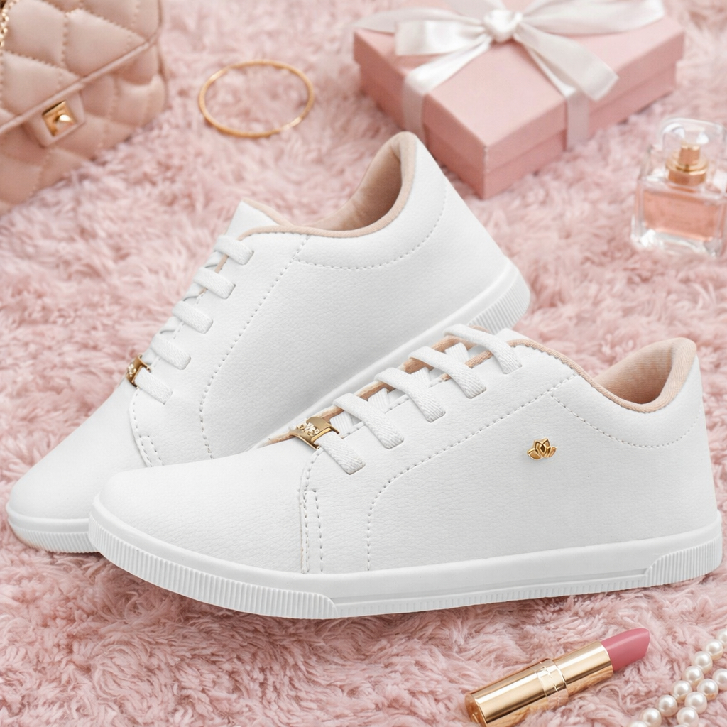 Sapato Casual Feminino Básico Macio Cano Baixo Tenis Confortavel Couro Eco