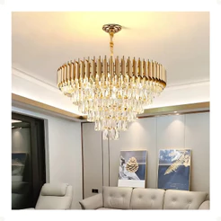 Lustre Pendente Vana Gold 3 Cristal L15 E14 Cristal K9 127/220v Dourado