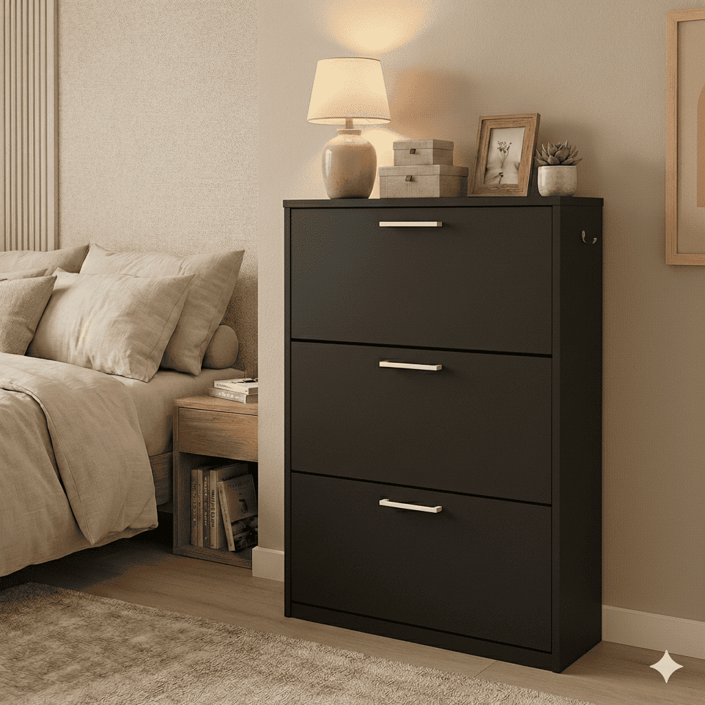 Sapateira Vertical 3 Portas Basculantes Organizador De Calçados Acomoda Até 20 Pares De Sapatos em Oferta na Shopee