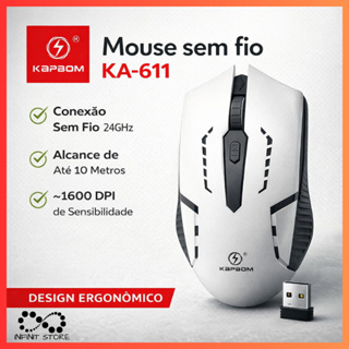 Mouse Sem Fio Óptico Ergonômico Com Receptor USB Interno 2.4Ghz Até 1600 DPI em Oferta na Shopee