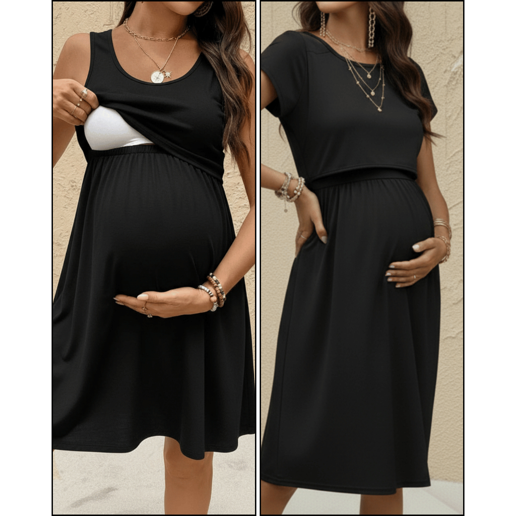 Vestido Amamentaçao Gestante Midi Casual Maternidade Elegante Simples Confortável Basico M ao G1 em Oferta na Shopee