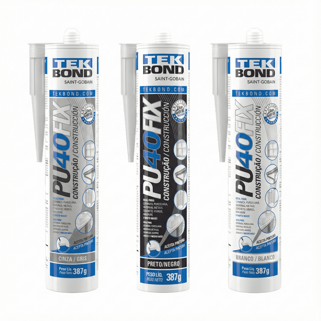 Silicone PU 40 Fix ou o Selante Branco Preto ou Cinza 387G Tek Bond Uso Geral Oferta