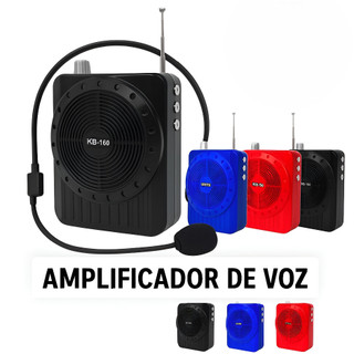 Megafone Amplificador de Voz Microfone Usb Kit Professor Com Rádio Fm Microfone Alto Falante Escola