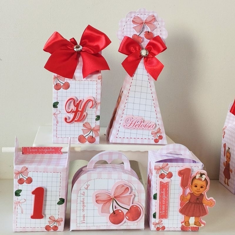 kit 25 lembrancinhas personalizadas cerejinha - Lembrancinhas personalizadas tema Cerejinha - Cerejinha vermelha e rosa
