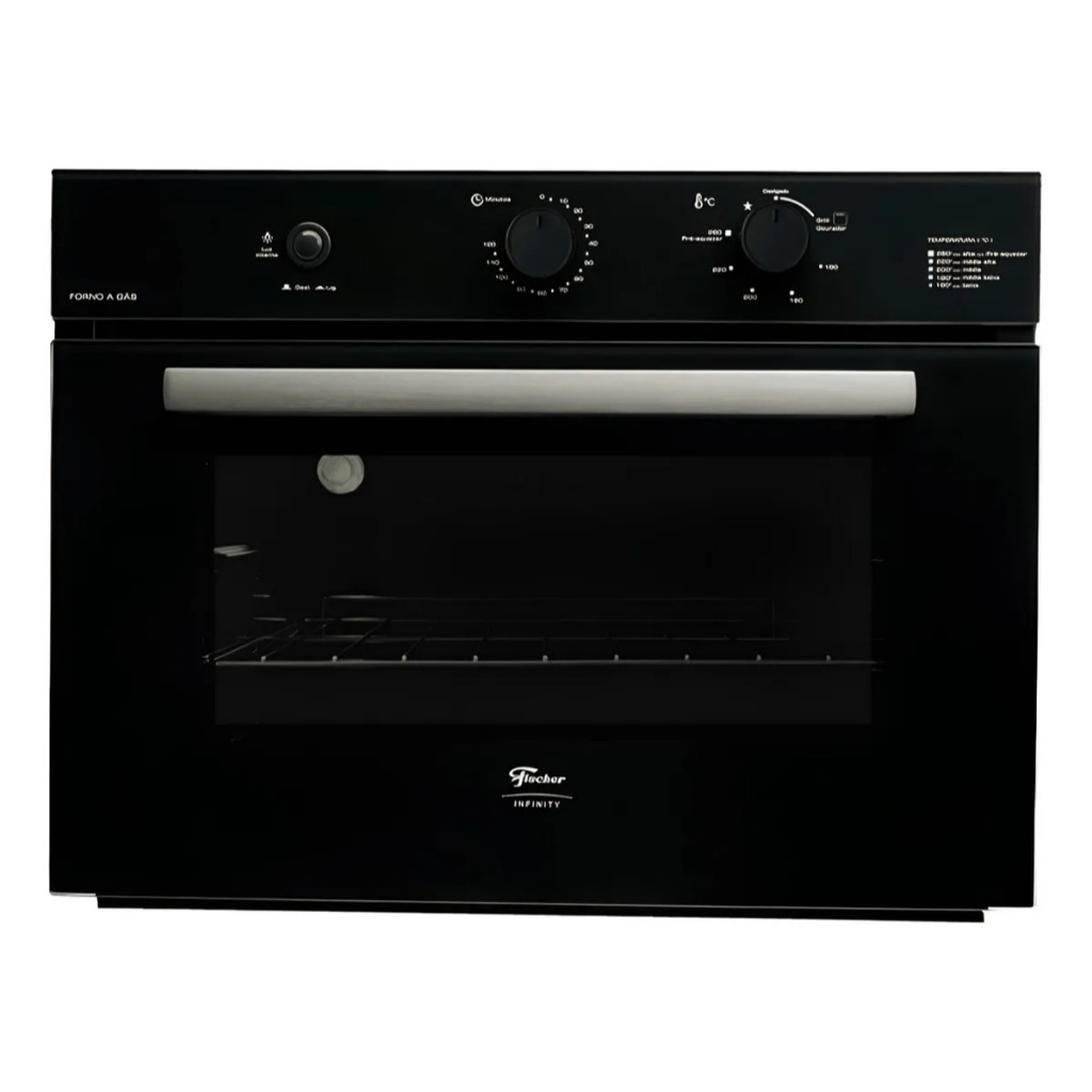 Forno A Gás Fischer Infinity De Embutir 50l Com Grill 31000 220v Preto