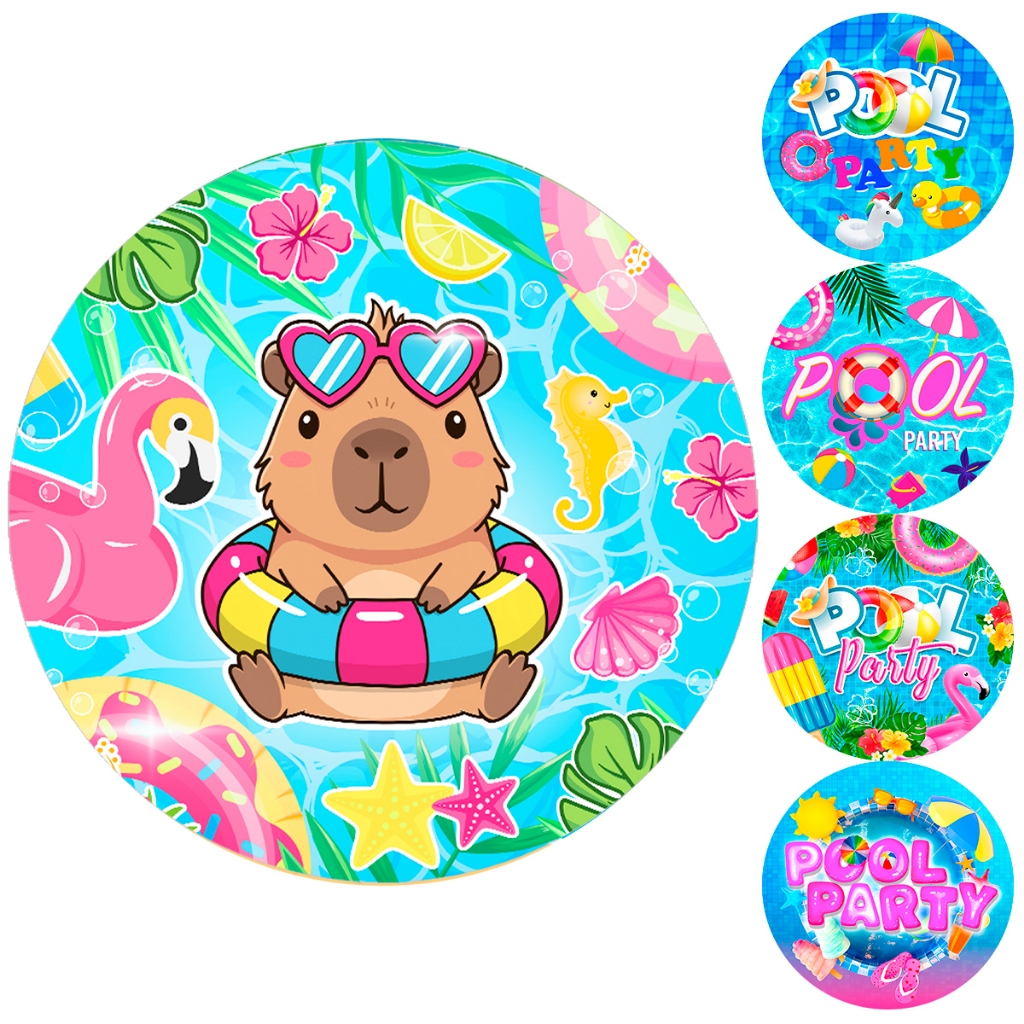 Painel Redondo Cenários Pool Party Praia Sublimado C/ Elástico 50cm em Oferta na Shopee