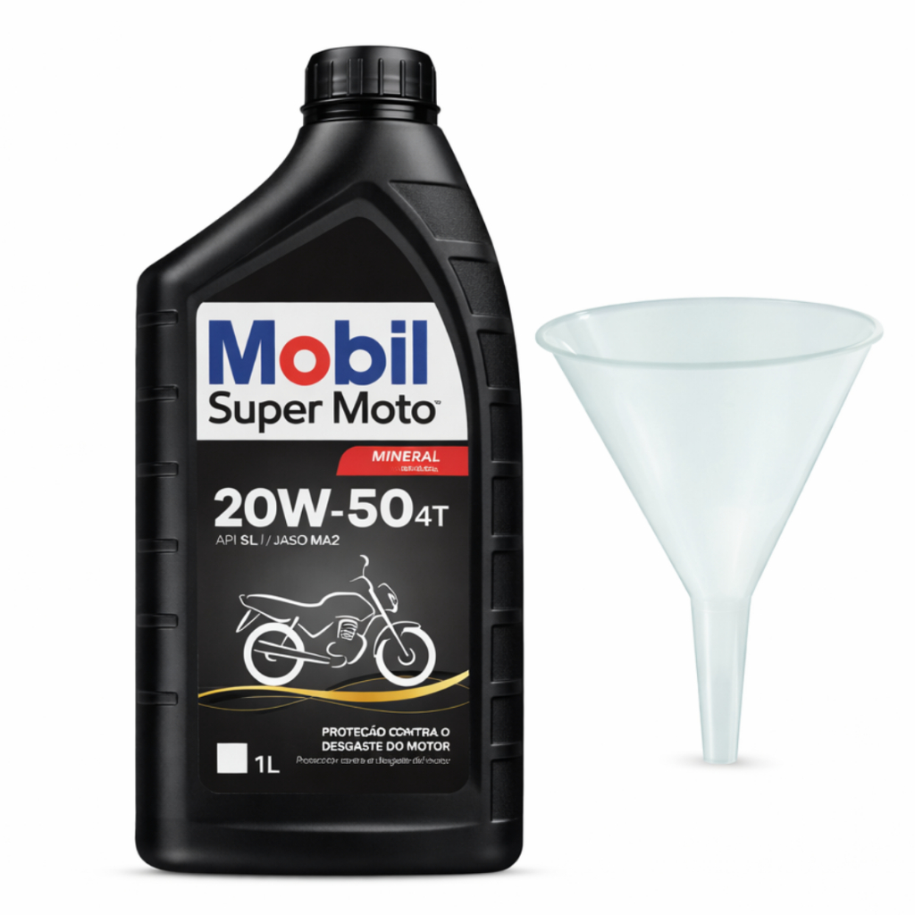 Óleo Mobil Super Moto 20W50 4T Mineral 1L +  1 Funil em Oferta na Shopee