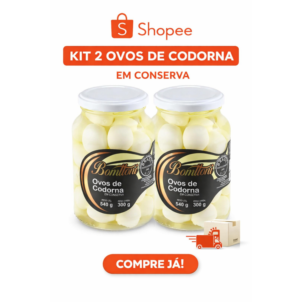 KIT 2 OVOS DE CODORNA BOMTTONI 300GR APERITIVO