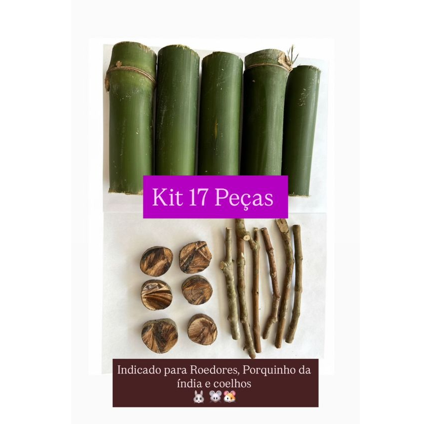 Kit Brinquedo Bambú Natural + Bolacha + Palitos de Goiabeira Para Roedores Porquinho Da Índia Hamster coelho em Oferta na Shopee